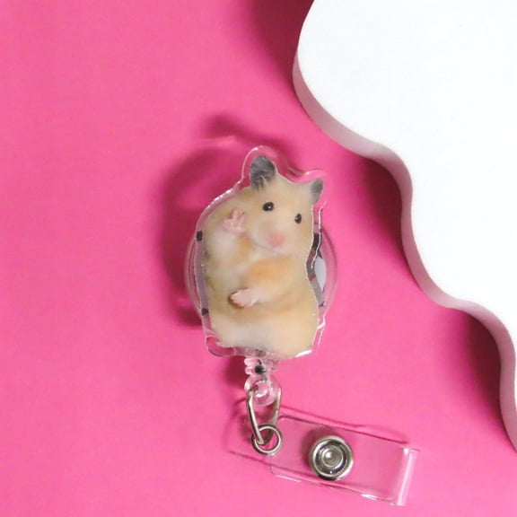 Hamster Badge Reel, Funny Meme ID Badge, Cute Name Tag, Retractable ID Holder