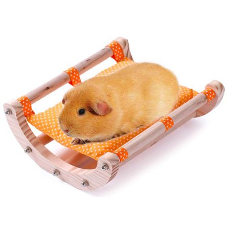 Hamster Bed Rocking Wood, Detachable Small Animal Bed Guinea Pig Bed for Cage