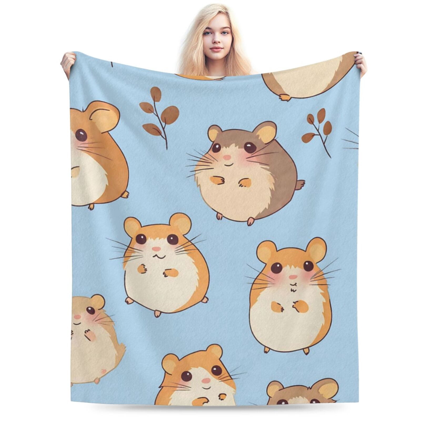 Hamster Rug Hamster Blanket - Cute Cartoon Hamsters Light Blue Fleece Throw,Gifts ...