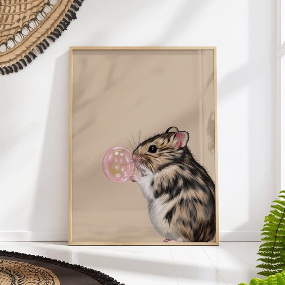 Hamster Bubble Gum Print Whimsical Pet Wall