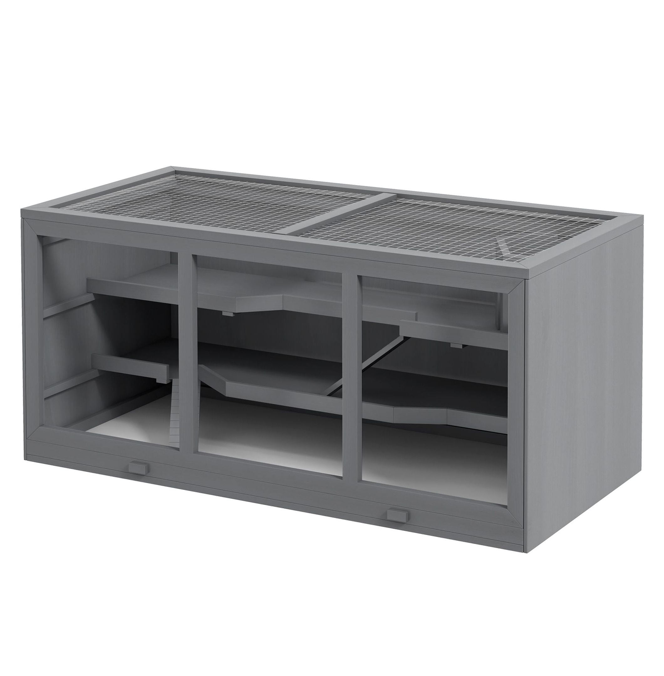 3-Tier Hamster Cage, Hinged Roof, Waterproof Tray, Space-Efficient Design for Small Pets, Gray