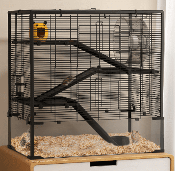 Hamster Cage 4 Tier with Tempered Glass Bottom, Running Wheel & Hut - Mice & Rats Habitat 31"x19"x31.5", Syrian & Dwarf Hamster Cage
