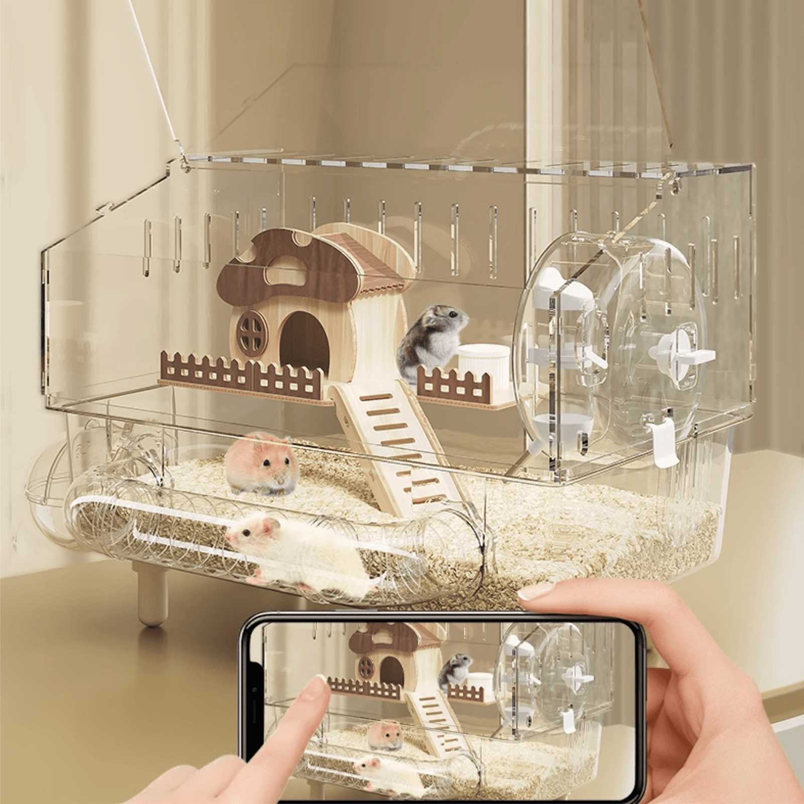 Hamster Cage 8 in 1 with All Accessories, Acrylic Hamster Cages with ...