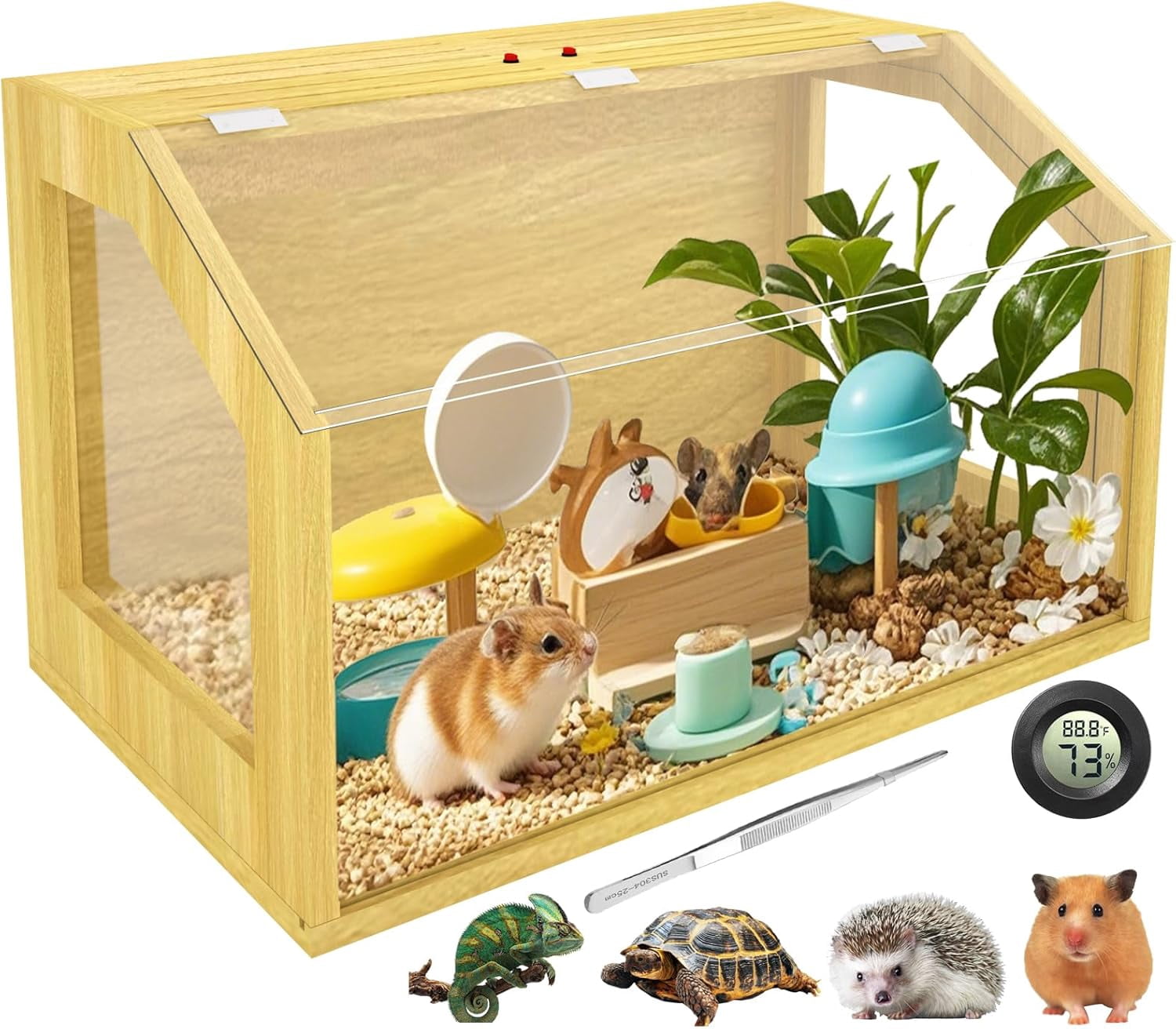 View of Hamster Cage, Chewproof Large Hamster Cages and Habitats, Wooden Guinea ...