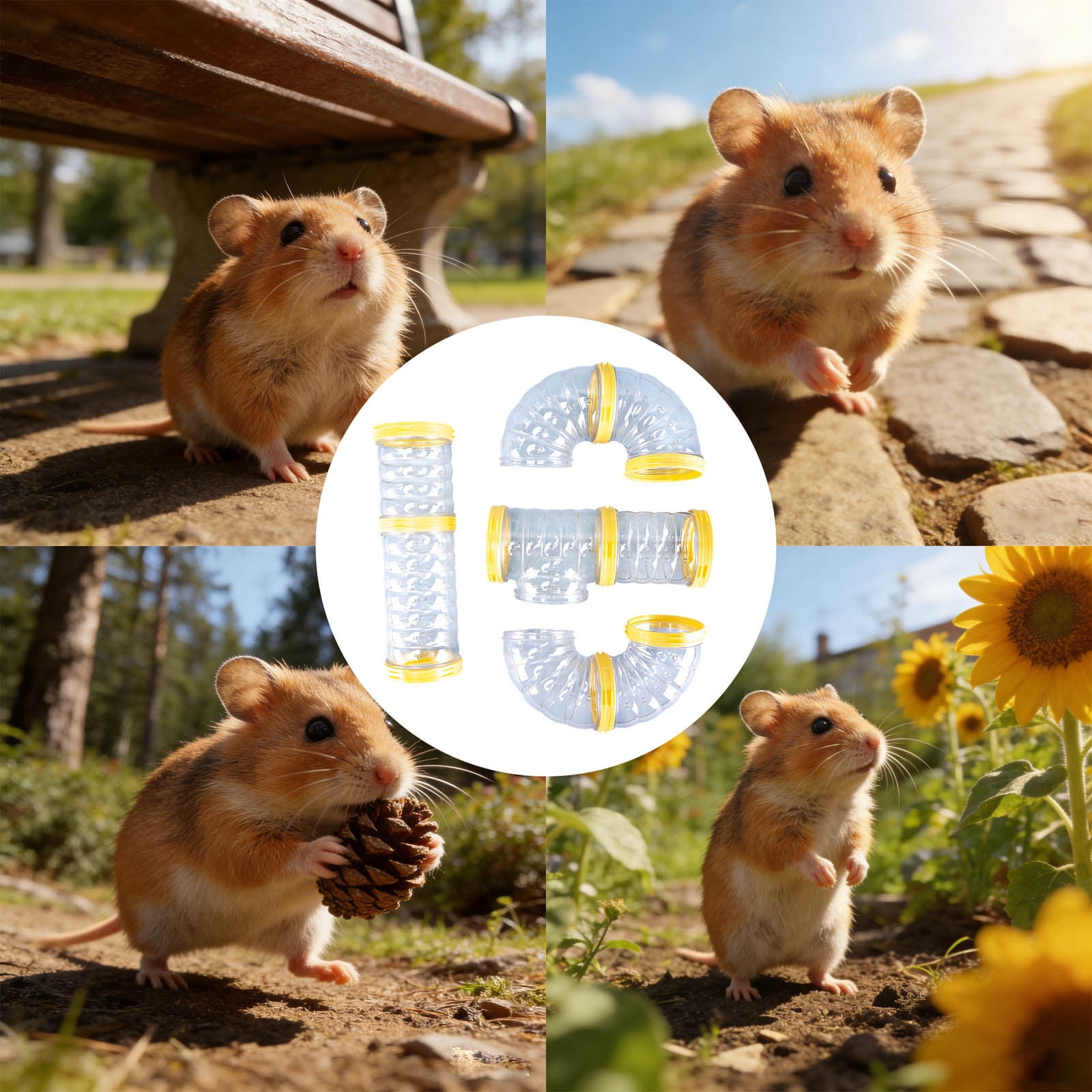 View of Hamster Cage DIY Tube Maze Set – Connectable Plastic Tunnel with Plates ...