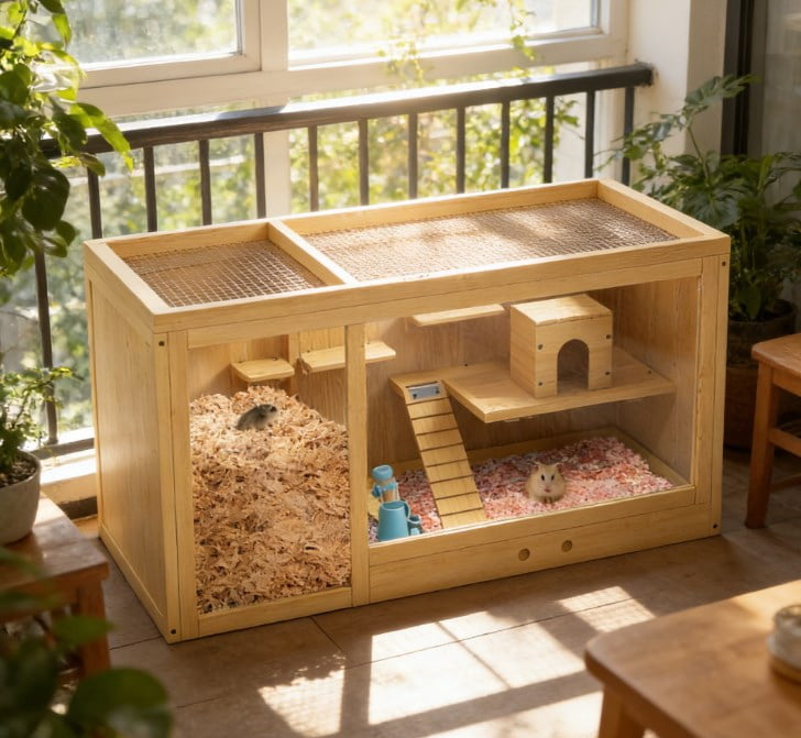 Hamster Cage, Extra Large Wooden Hamster Cage