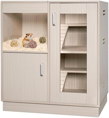 Image showcasing Hamster Cage Furniture with Storage Cabinet, Guinea Cages Small Animal ...