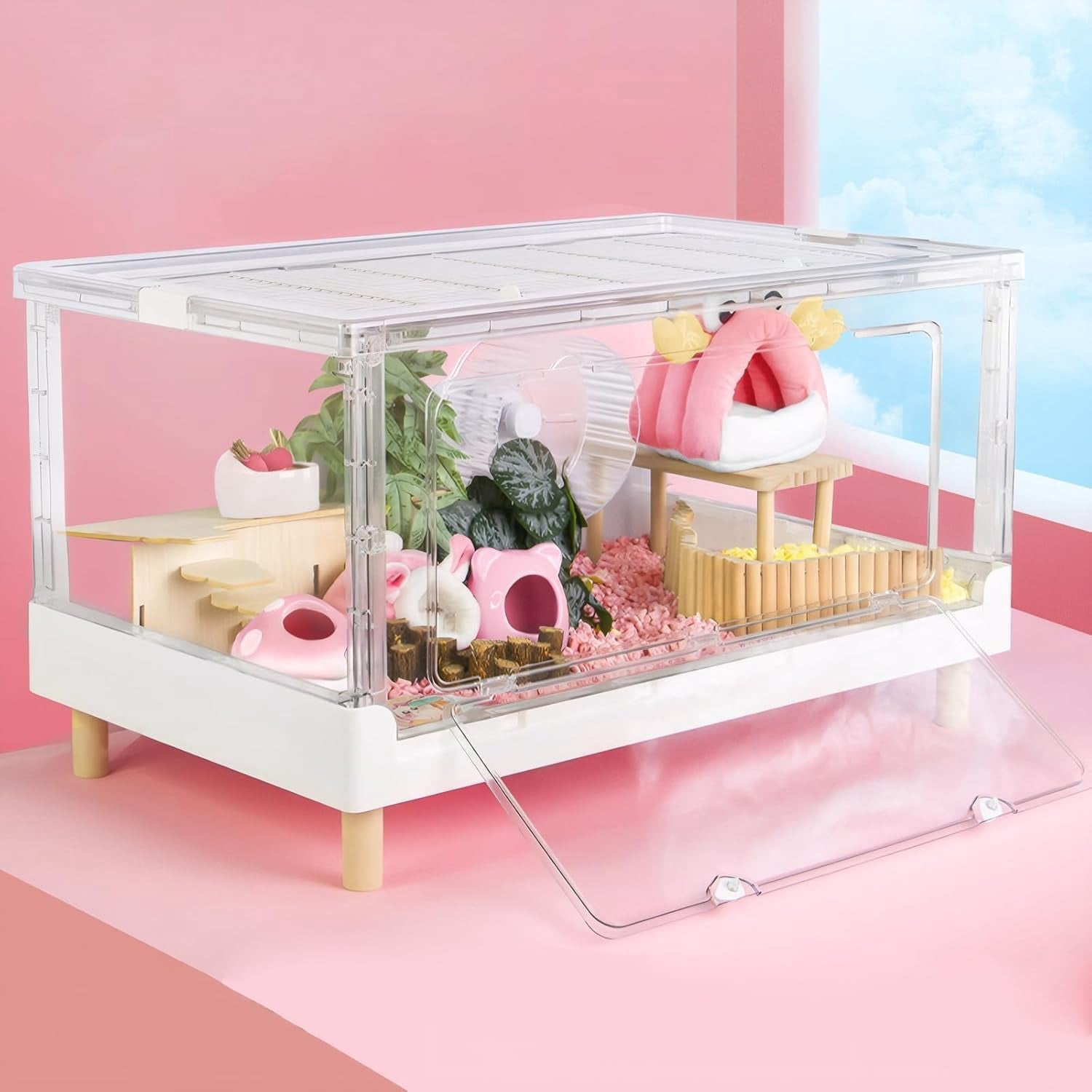 Hamster Cage & Guinea Pig Cages, Acrylic Cage for Small Animal Pets ... - Exotic Pet Side Tank Cage With Acrylic View Window