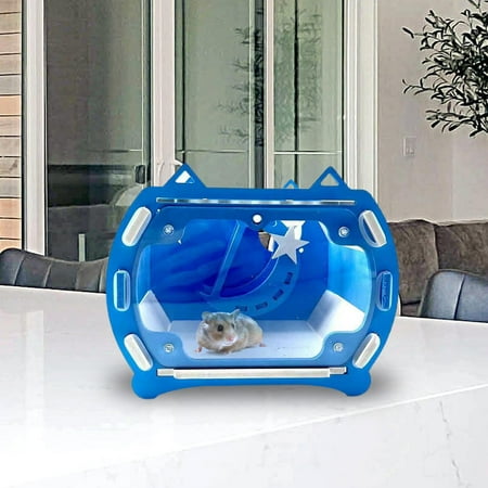 Hamster Cage, Hamster Carry Case, Travel Cage Pouch Durable Pet Carrier Cage, Pet Travel Carrier for Rats Rabbit Chinchillas Small Pets Camping Blue