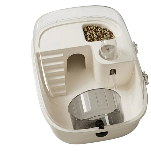 Hamster Cage with Hideout, Water Bottle & Running Wheel - Acrylic Large Space Easy-to-Clean Portable Carrier for Syrian Hamsters, Fancy Rats, Dwarf Hamsters