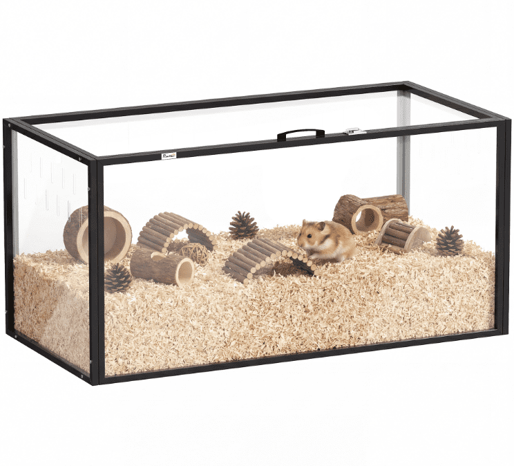 Hamster Cage Large Acrylic, Chew Proof Guinea Pig Cage Open Top, for Hedgehog, Dwarf Hamster, Rat - Spacious Ventilation & Clear View