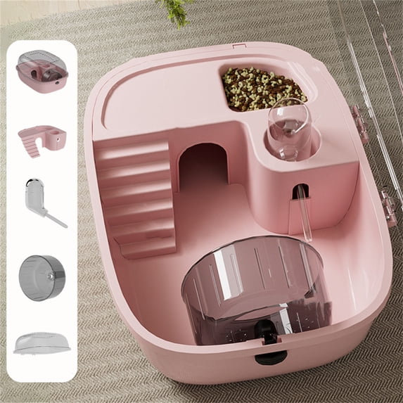 Hamster Cage,Mouse Cage,12*9*6IN Hamster Cage Openable Top Small Activity House Pet Mice House For Indoor Home Outdoor Travel Apartment(Pink)