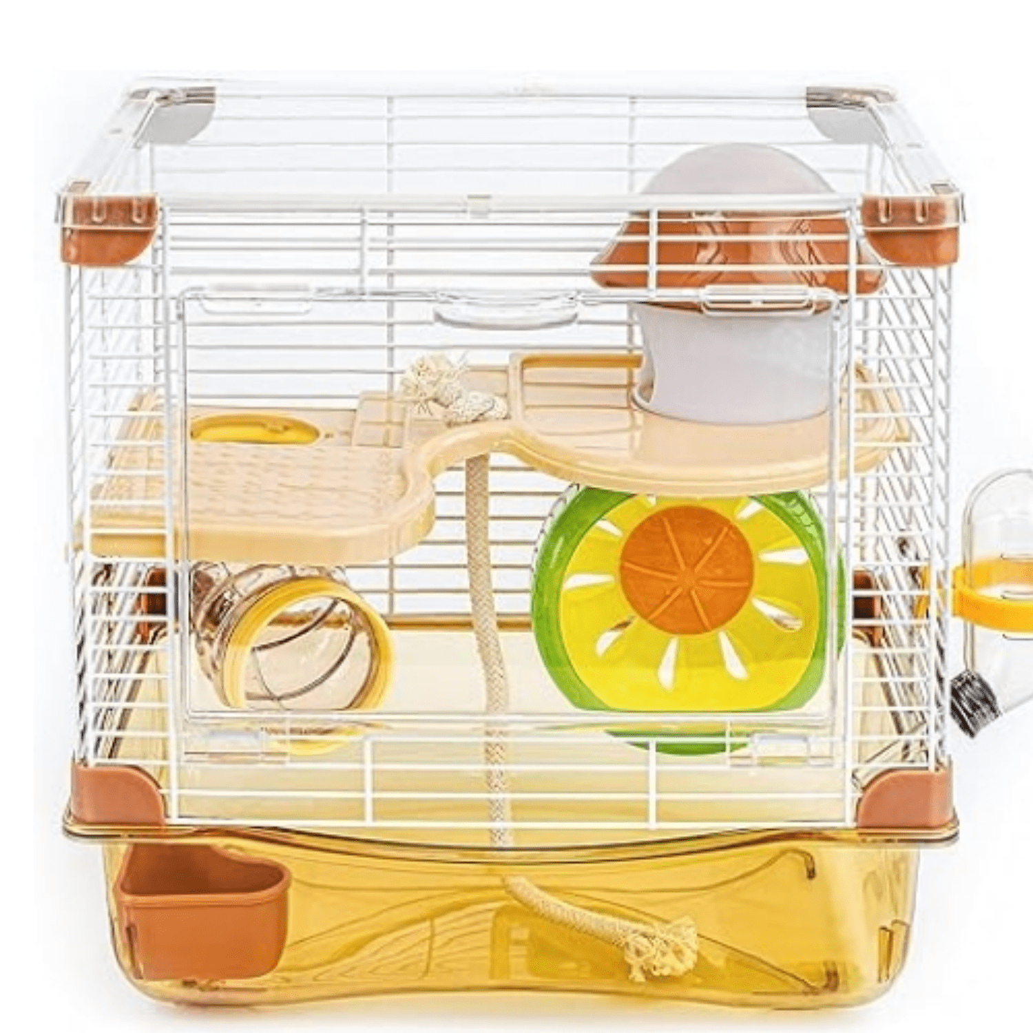 Image showcasing Hamster Cage Small Animal Cage 2 Layers Transparent Cage Size：10.6