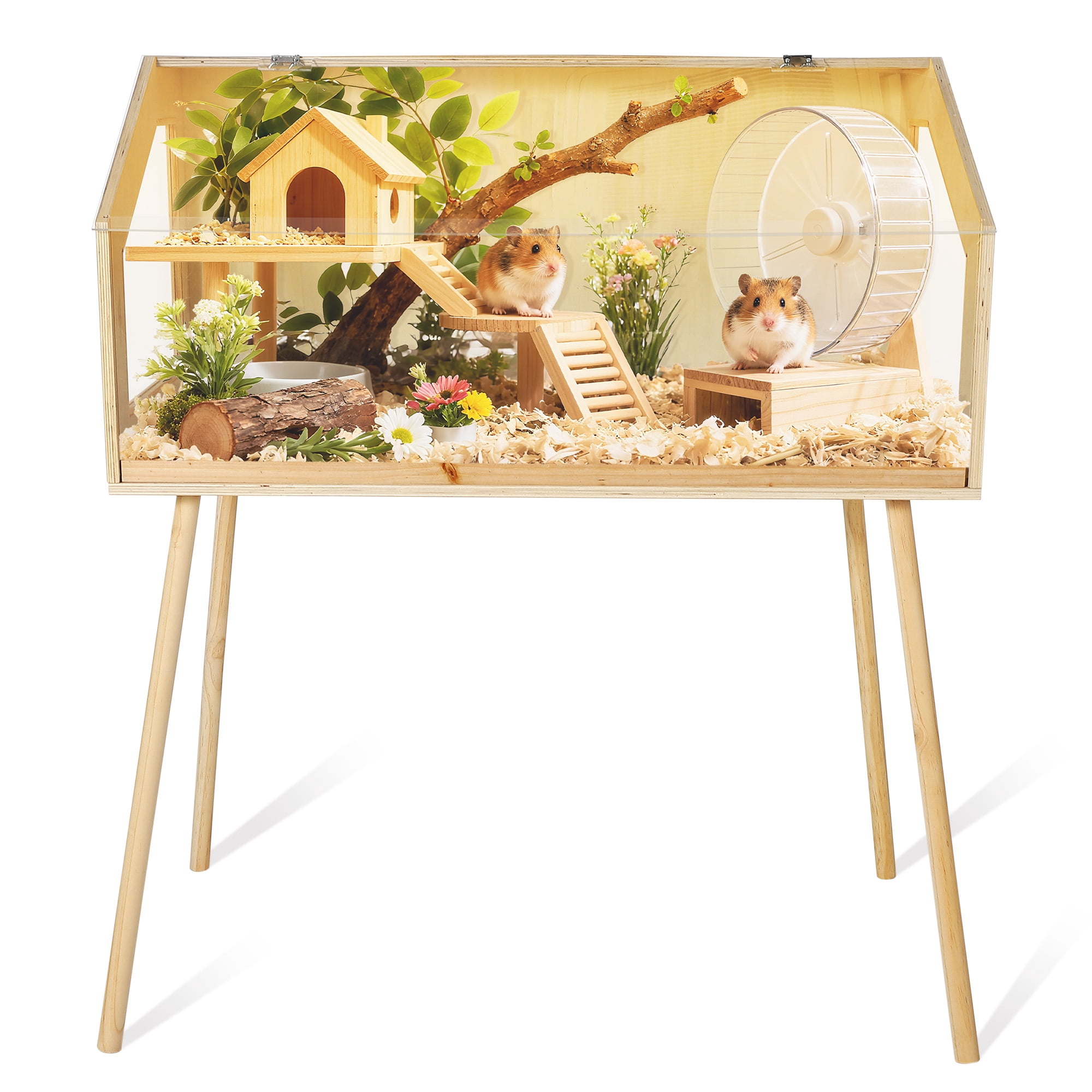 Hamster Cage with Legs,Large Hamster Habitats Chew Proofwith Acrylic Window & Openable Top,Hamster House for Guinea Pig,Gerbil