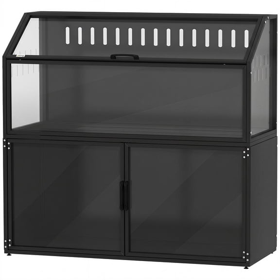 Hamster Cage with Storage Cabinet, Small Animal Cage with Easy View Acrylic Panels and Openable Top, Guinea Pig Habitat