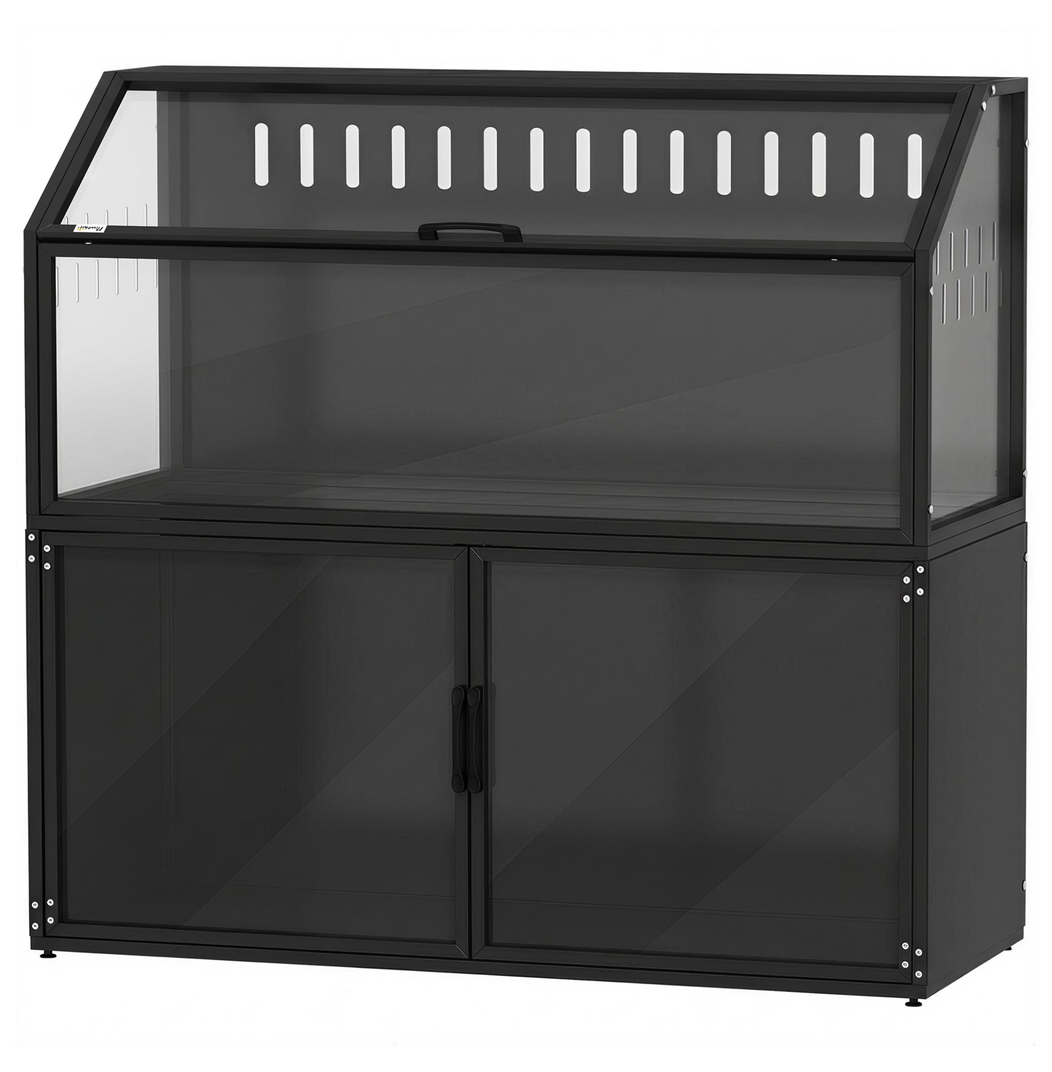 Hamster Cage with Storage, Small Animal Habitat - Guinea Pig, Gerbil, Mouse Cage with Acrylic Panels & Top Open, Black
