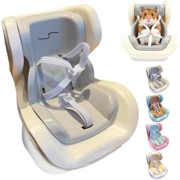 Hamster Car Seat, Road Trip Vehicle Pet Vent Clip Magnetic, Adjustable Leash Squirrel Booster Seats, Gerbils Feeding Sofa Carrier, Mini Doll Cars Seat Tray(Gray)