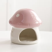 Hamster Ceramic Hideout House   Durable Mushroom Shaped Cave Bed for Dwarf Hamsters, Gerbils and Small Pets, Cute Cage Decor and Cozy Sleeping Shelter