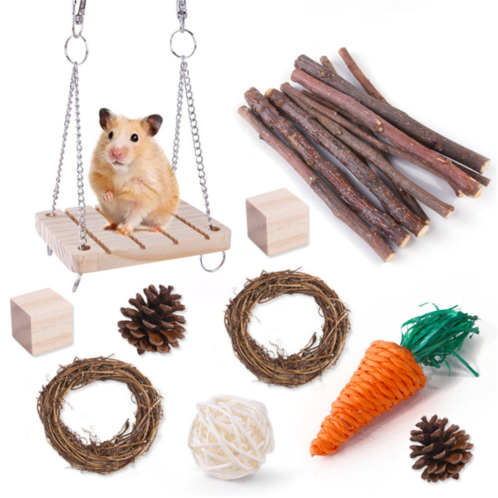 Hamster Chew Toy 10pcs Natural Wood