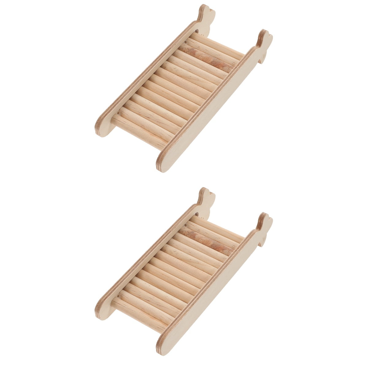 Hamster Climbing Ladder Chew Pet Wooden Playset Rabbit Cage Toys Reptile Bridge 2 PCS
