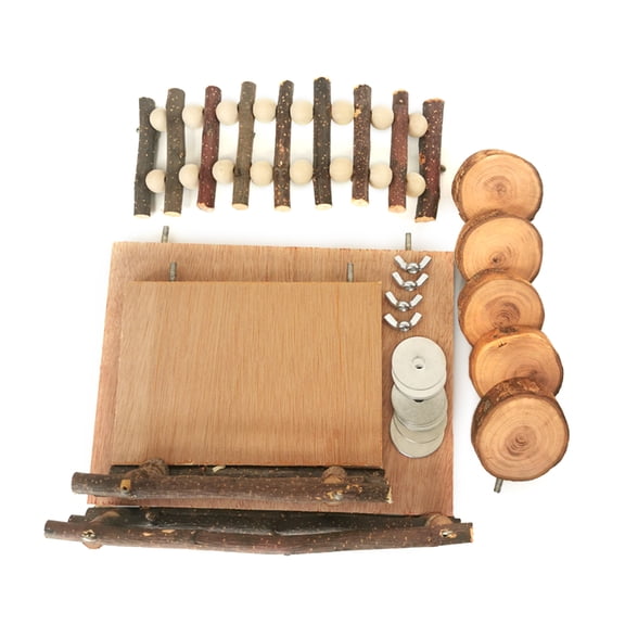 Hamster Climbing Platform Wooden Hamster Activity Bridge Stairs Apple-Wood Chewing Toy for Small