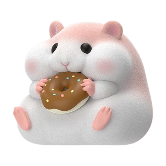 Hamster Collectible Figure, Donut Design Lucky Fortune, 1 Piece Bagged, Cute Desktop Decorative Figurine for Animation Fans Collectors, Tabletop Decoration Gift for Collectible Toy Lovers