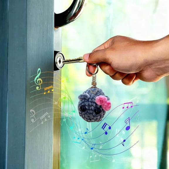 Hamster Crochet Doll Keychain Knitted Gift Cute Bow Design Mini Decor Non-Stick Pizza Pan 10-Inch Black Kitchen Utensil Home Cooking,Ccwuwei