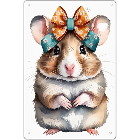 Hamster Decor Hamster Sign Hamster with Flower Crown Vintage Metal Sign 12x8 Inches New Aluminum Sign Wall Decor Funny Bathroom Decor Rustic Farmhouse Decor Decor