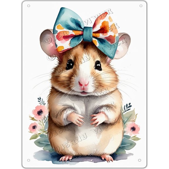 Hamster Decor Hamster Sign Hamster With Flower Crown Vintage Metal Sign 12x16 Inches New Aluminum Sign for Home Office Wall Decor Funny Bathroom Decor Rustic Farmhouse Decor Hamster Gifts