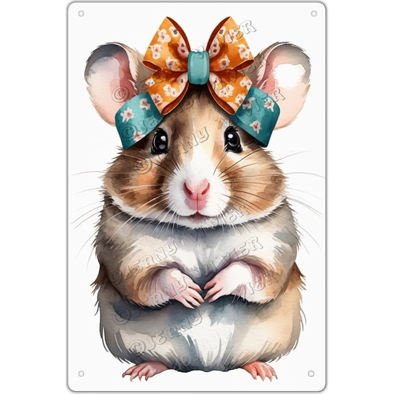 Hamster Decor Hamster Sign Hamster With Flower Crown Vintage Metal Sign 12x8 Inches New Aluminum Sign Wall Decor Funny Bathroom Decor Rustic Farmhouse Decor Nursery Decor