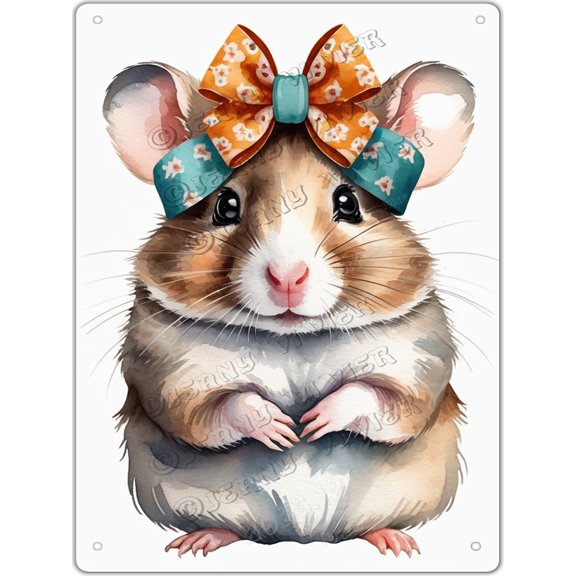 Hamster Decor Hamster Sign Hamster With Flower Crown Vintage Metal Sign 5.5x8 Inches New Aluminum Sign Wall Decor Funny Bathroom Decor Rustic Farmhouse Decor Nursery Decor