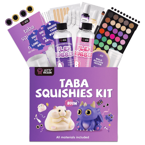LET'S RESIN All-In-One Diy Squishy Toy Making Kit with Dragon & Hamster Molds , Gift for Kids, Holiday Gift, Relieve Stress