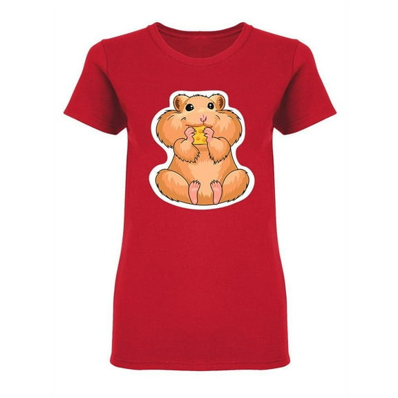 Hamster Eating Cheese Shaped T-Shirt Women -Image by Shutterstock, Female Medium