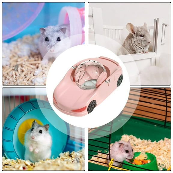 Hamster Exercise Ball Sports Car,Hamster Car with Detachable Transparent Ball,Funny Exercise Wheel for Hamsters,Suitable for Dwarf Small Pet - Safe, Breathable and Cute (Pink)