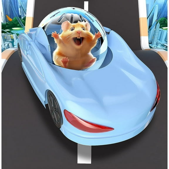 Hamster Exercise Ball Sports Car,Hamster Car with Detachable Transparent Ball,Funny Exercise Wheel for Hamsters,Suitable for Dwarf Small Pet - Safe, Breathable and Cute (Sky Blue)