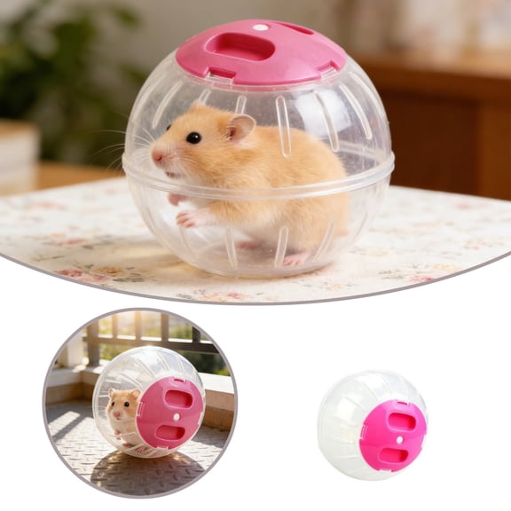 Hamster Exercise Ball, Transparent , Pink, Ventilated Design, for Small Pets Running and Play