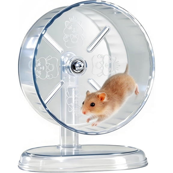 Hamster Exercise Wheel,Super-Silent Small Animals Exercise Wheels,Quiet Hamster Running Wheels with Adjustable Stand for Hamsters,Gerbils,Rats,Other Small Pets(Transparent, 7 inch)