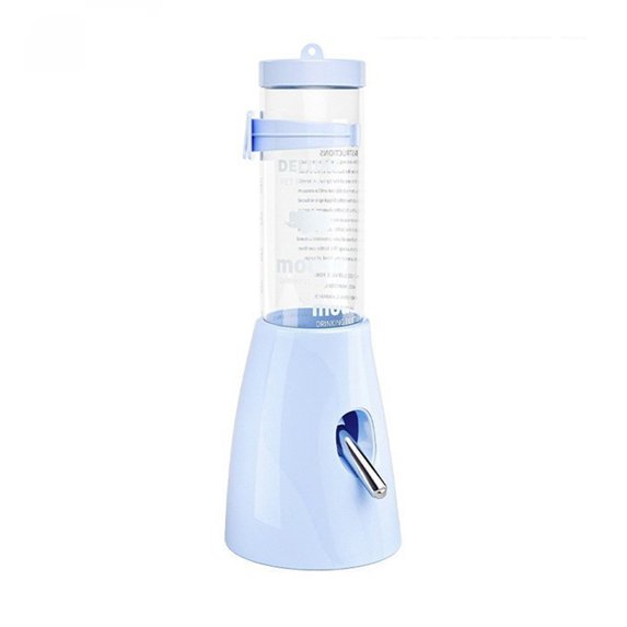Hamster Feeding Bowl with Water Bottle, 2 in 1 Small Pet Feeder and Water Dispenser for Cage, Space Saving Design, Moonlight Blue 125ml