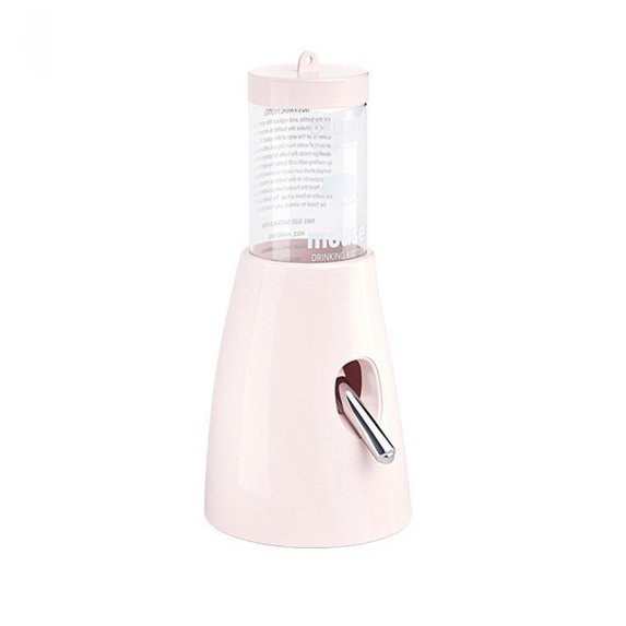 Hamster Feeding Bowl with Water Bottle, 2 in 1 Small Pet Feeder and Water Dispenser for Cage, Space Saving Design, Moonlight Pink 80ml