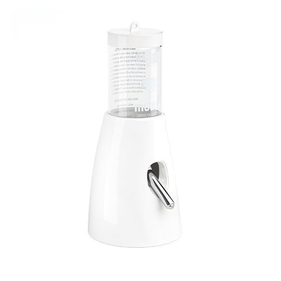 Hamster Feeding Bowl with Water Bottle, 2 in 1 Small Pet Feeder and Water Dispenser for Cage, Space Saving Design, Moonlight White 80ml