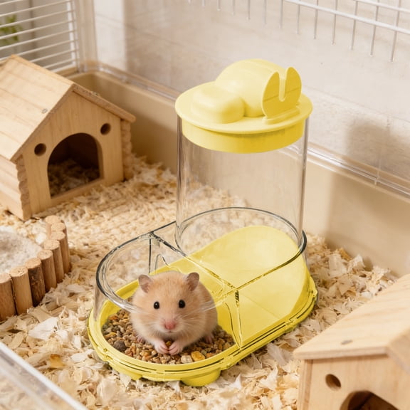 Hamster Food Bowl for Small Pets, Non Spill Plastic Feeder with Transparent Storage Tube, Modular Design for Easy Cleaning Suitable for Dwarf Syrian Gerbil Mouse