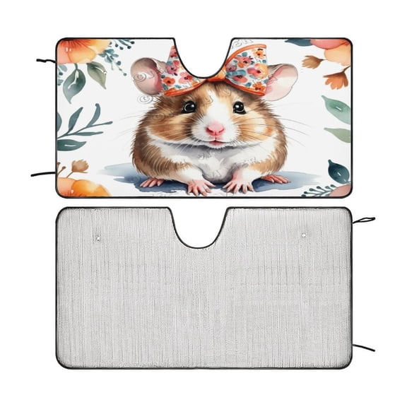 Hamster Front Windshield Sun Shade - Accordion Folding Auto Sunshade for Car Truck SUV - Blocks UV Rays Sun Visor Protector 51"x28"