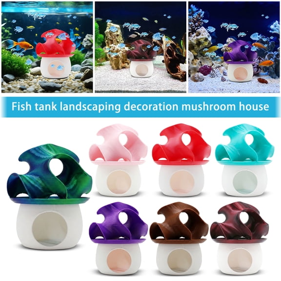Hamster Habitat, Hamster Hideout, Small Pet Supplies, Cozy Home Decor, 3 X 3.5 Inch Mushroom Style Decorative Hideaway House with Ripple Gradient Top for Small Pets and Display