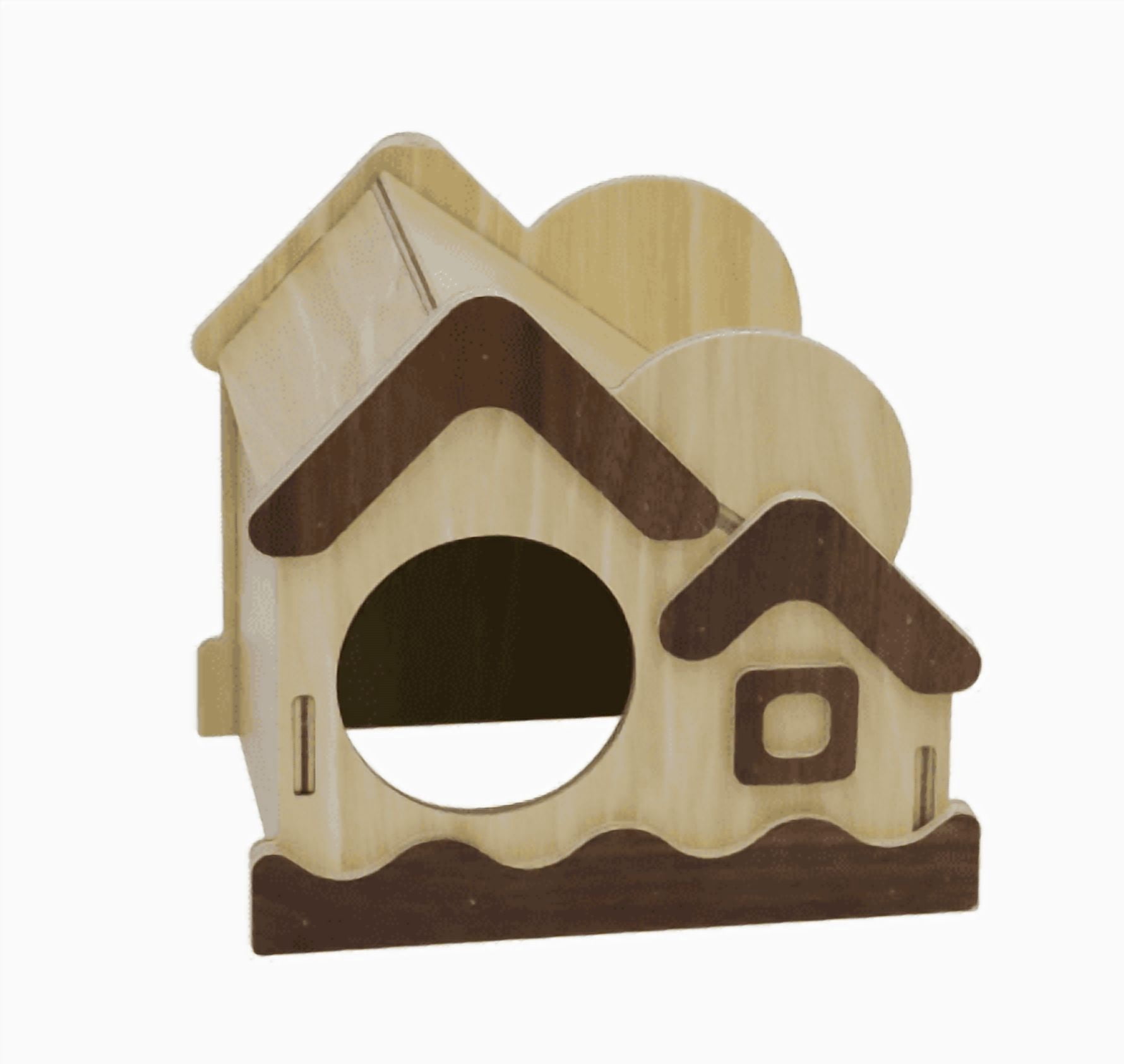 Pet Habitat for Small – Wooden Hamster Shelter and Indoor Cage Accessory for Play Sleep and Exploration -Infused Wood Structure