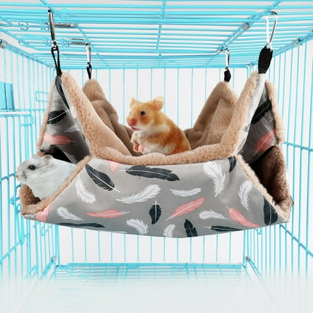 Hamster Hammock, Small Pet Cage Hammock, Warm Hammock Toy Parrot Ferret Squirrel Hamster Rat Playing Sleeping , brown, 20x20cm