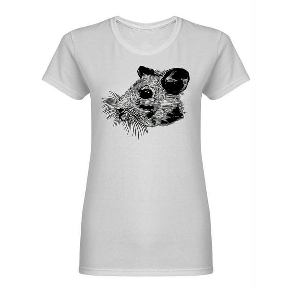 Hamster Head Sketch Shaped T-Shirt Women -Image by Shutterstock, Female x-Large