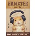 thumbnail image 1 of Hamster Headphone Co Live Music Everyday Poster Vintage Metal Tin Signs Funny Hamster Poster for Home Kitchen Bathroom Coffee Bar Wall Decoration Plaque Gift Music Lovers Gift 5.5x8 in, 1 of 1