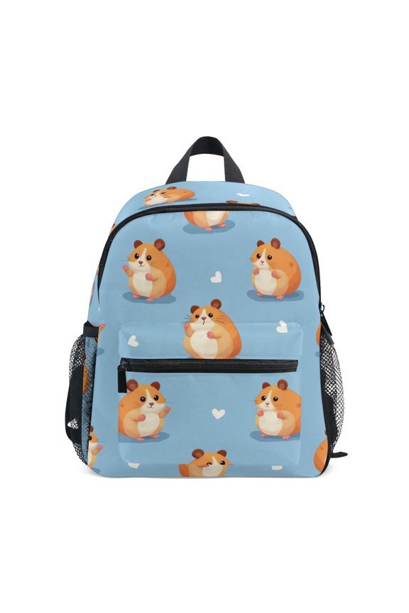 Hamster Heart Pattern Mini Backpack Cute Small Backpack with Chest Strap and Whistle Ages 3-8