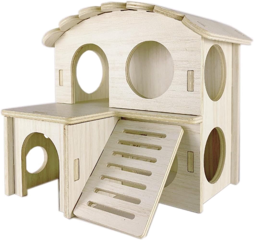 View of Hamster Hideout Cage Accessories - Hamster House and Habitat Wooden ...