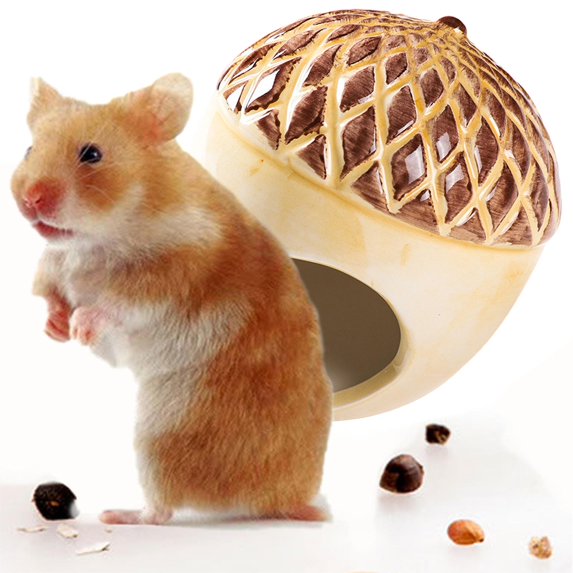 Hamster Hideout, Ceramic Pet House, Adorable Shape Hamster House Cave Cage Critter Bath House for Chinchilla Hamster Acorn